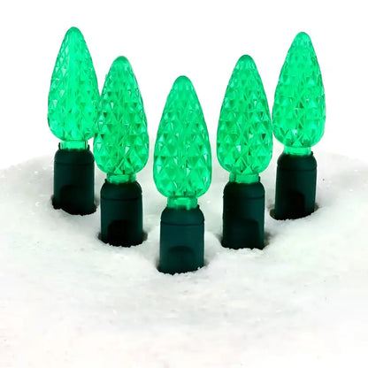 100 C6 Green LED Christmas Light Set 4’’ Spacing - Christmas Lights