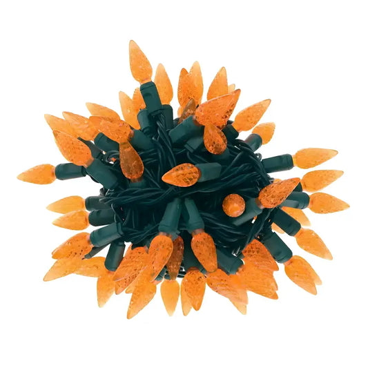 100 C6 Orange LED Christmas Lights 4’’ Spacing Christmas Lights