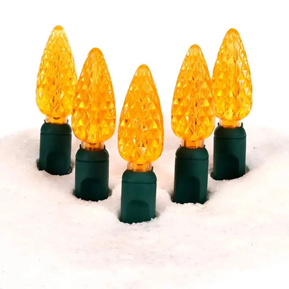 100 C6 Orange LED Christmas Lights 4’’ Spacing - Christmas Lights