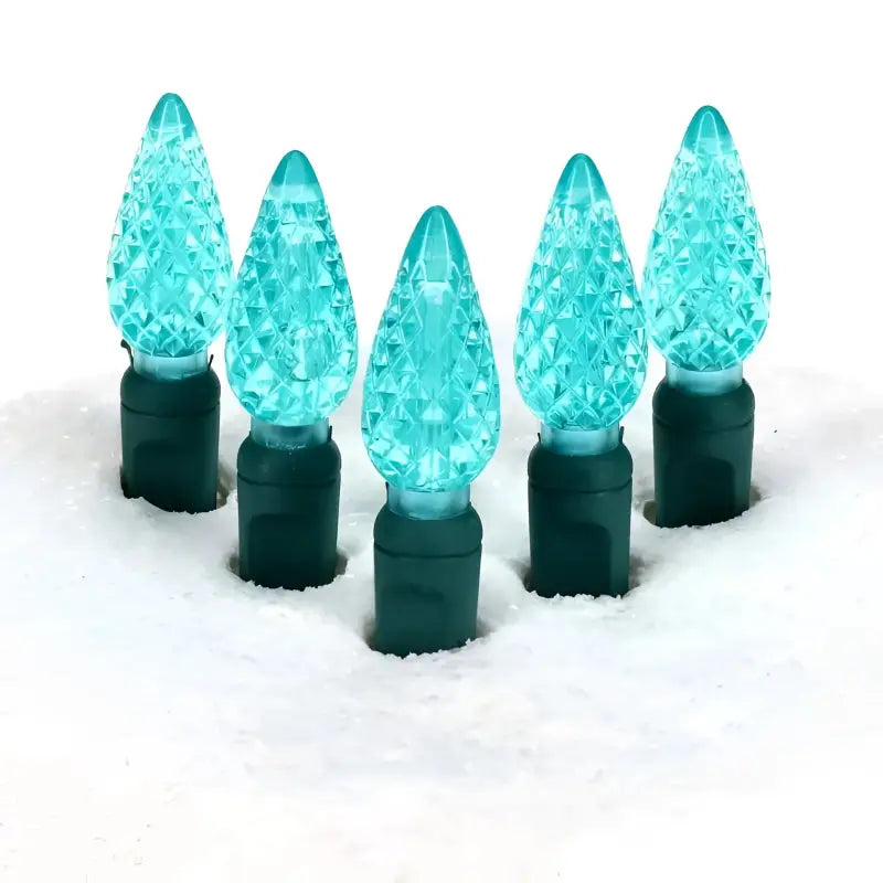 100 C6 Teal LED Christmas Lights 4’’ Spacing - Christmas Lights