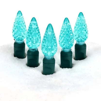 100 C6 Teal LED Christmas Lights 4’’ Spacing - Christmas Lights