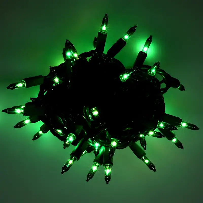 100 Green Incandescent Mini Lights Green Wire 4’’ Spacing [CLOSEOUT] - Christmas Lights