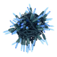 100 M5 Blue LED Christmas Lights, 4" Spacing, Green Wire