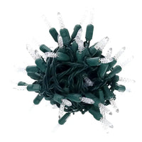 100 M5 Cool White LED Christmas Lights, 4" Spacing, Green Wire