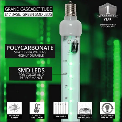 12’’ C9 Cascade Green SMD LED Tubes - Box of 5
