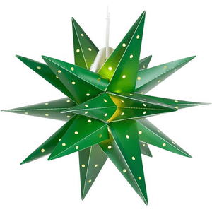17" Fold Flat Aurora Superstar LED Moravian Star, Outdoor Rated, Green Christmas Decorations Wintergreen Corporation