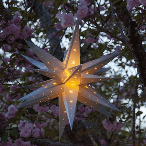 17" Fold Flat Aurora Superstar LED Moravian Star, Outdoor Rated, Silver Christmas Decorations Wintergreen Corporation