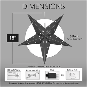 18" Fold Flat 5 Point Aurora Superstar LED Star, Outdoor Rated, Green Christmas Decorations Wintergreen Corporation
