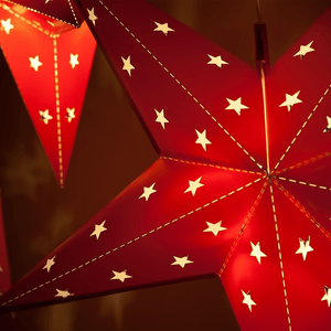 18" Fold Flat 5 Point Aurora Superstar LED Star, Outdoor Rated, Red Christmas Decorations Wintergreen Corporation