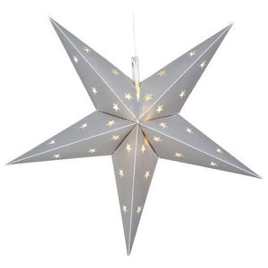 18" Fold Flat 5 Point Aurora Superstar LED Star, Outdoor Rated, Silver Christmas Decorations Wintergreen Corporation