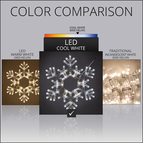 20" Folding Snowflake, Cool White Twinkle Lights