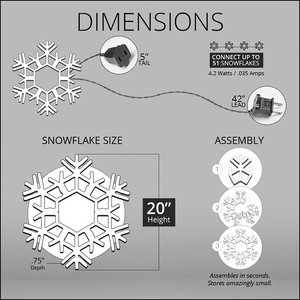 20" LED Folding Snowflake, Cool White Christmas Decorations Wintergreen Corporation