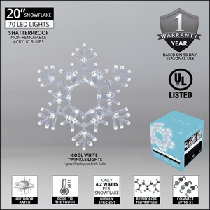 20" LED Folding Snowflake, Cool White Twinkle Christmas Decorations Wintergreen Corporation