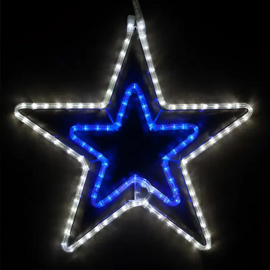 22’’ Blue and Cool White LED Double 5 Point Star - Wireframes Displays and Yard Art