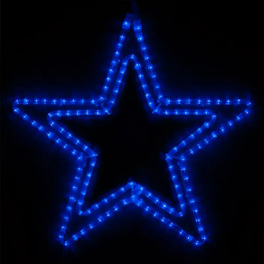 24’’ Blue LED Double 5 Point Star - Wireframes Displays and Yard Art
