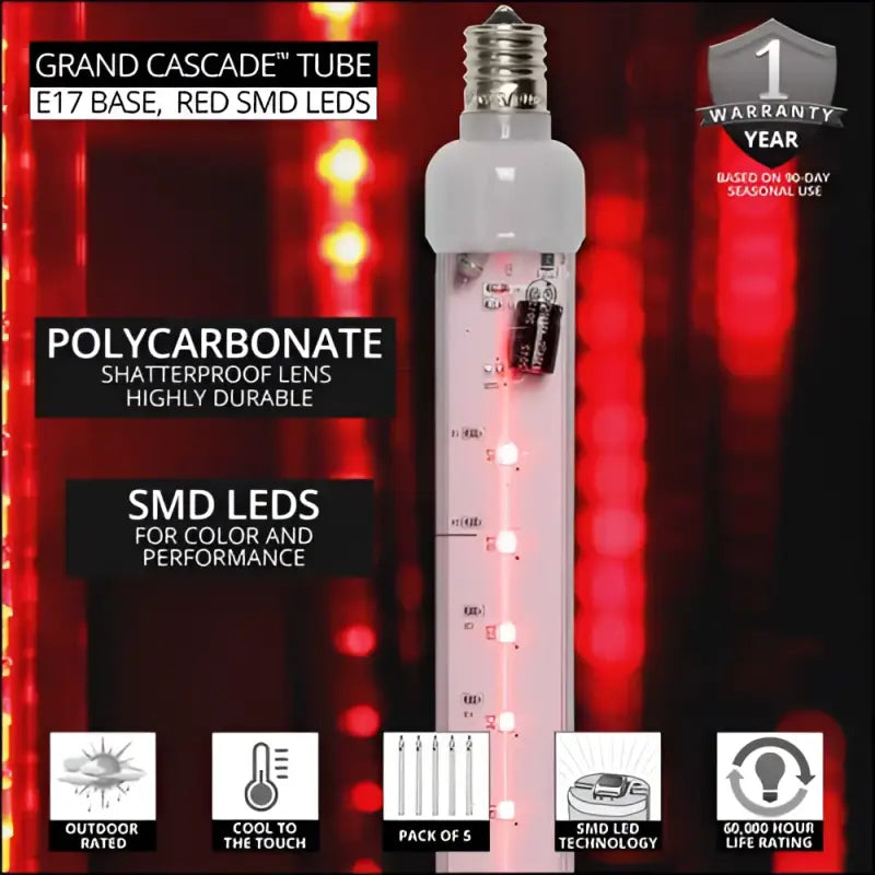 24’’ C9 Cascade Red SMD LED Tubes - Box of 5