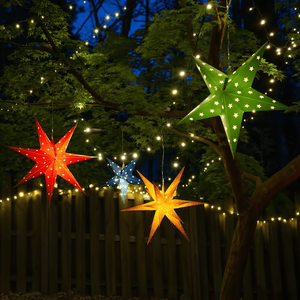 24" Fold Flat 5 Point Aurora Superstar LED Star, Outdoor Rated, Green Christmas Decorations Wintergreen Corporation