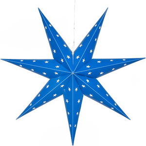 24" Fold Flat 7 Point Aurora Superstar LED Star, Outdoor Rated, Blue Christmas Decorations Wintergreen Corporation