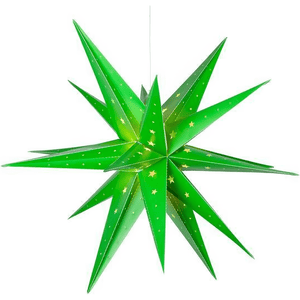24" Fold Flat Aurora Superstar LED Moravian Star, Outdoor Rated, Green Christmas Decorations Wintergreen Corporation