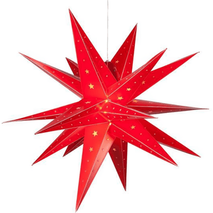 24" Fold Flat Aurora Superstar LED Moravian Star, Outdoor Rated, Red Christmas Decorations Wintergreen Corporation