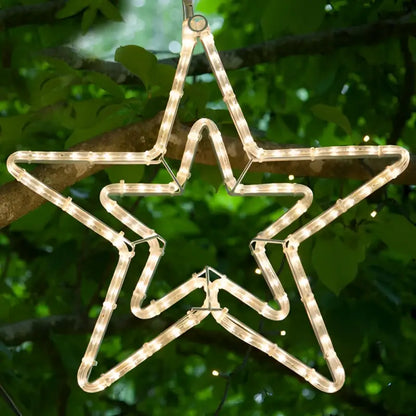 24’’ Warm White LED Double 5 Point Star - Wireframes Displays and Yard Art