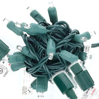 25 5mm Cool White Commercial Co-Axial LED Christmas Lights, 4" Spacing, Green Wire [CLOSEOUT]