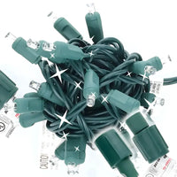 25 5mm Cool White Twinkle Commercial Co-Axial LED Christmas Lights, 4" Spacing, Green Wire [CLOSEOUT]