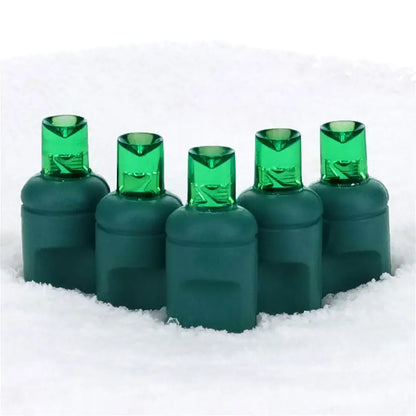 25 5mm Green Commercial Co-Axial LED Christmas Lights 4’’ Spacing - Christmas Lights