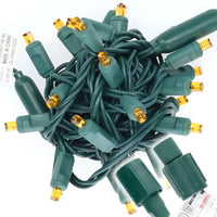 25 5mm Orange Commercial Co-Axial LED Christmas Lights, 4" Spacing, Green Wire [CLOSEOUT]