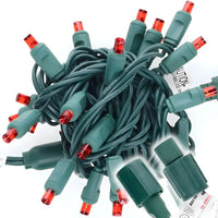 25 5mm Red Commercial Co-Axial LED Christmas Lights, 4" Spacing, Green Wire [CLOSEOUT]