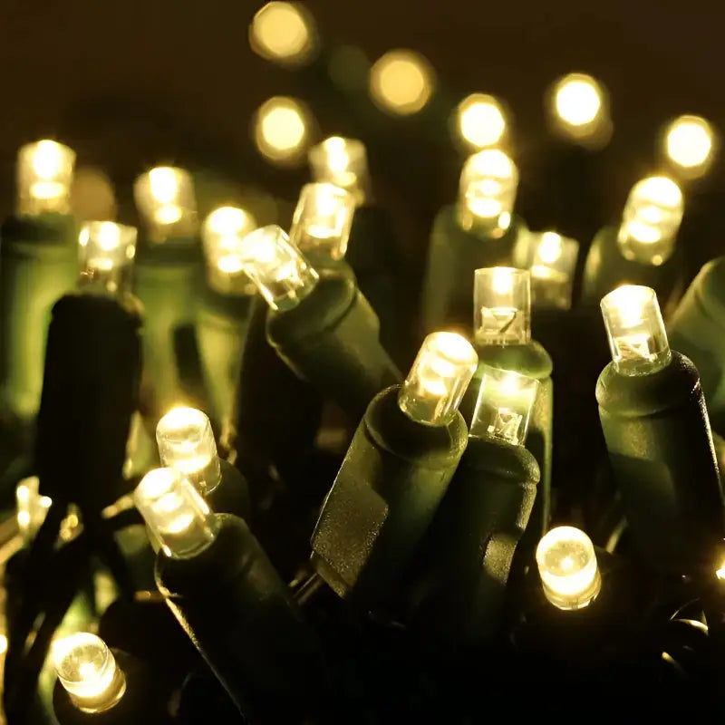 25 5mm Warm White Commercial Co-Axial LED Christmas Lights 4’’ Spacing - Christmas Lights