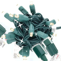 25 5mm Warm White Twinkle Commercial Co-Axial LED Christmas Lights, 4" Spacing, Green Wire [CLOSEOUT]