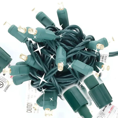 25 5mm Warm White Twinkle Commercial Co-Axial LED Christmas Lights 4’’ Spacing - Christmas Lights