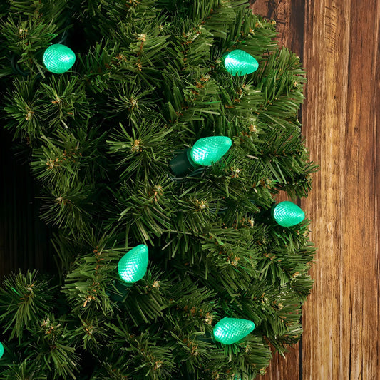 25 C7 Green LED Christmas Lights 8’’ Spacing - Christmas Lights