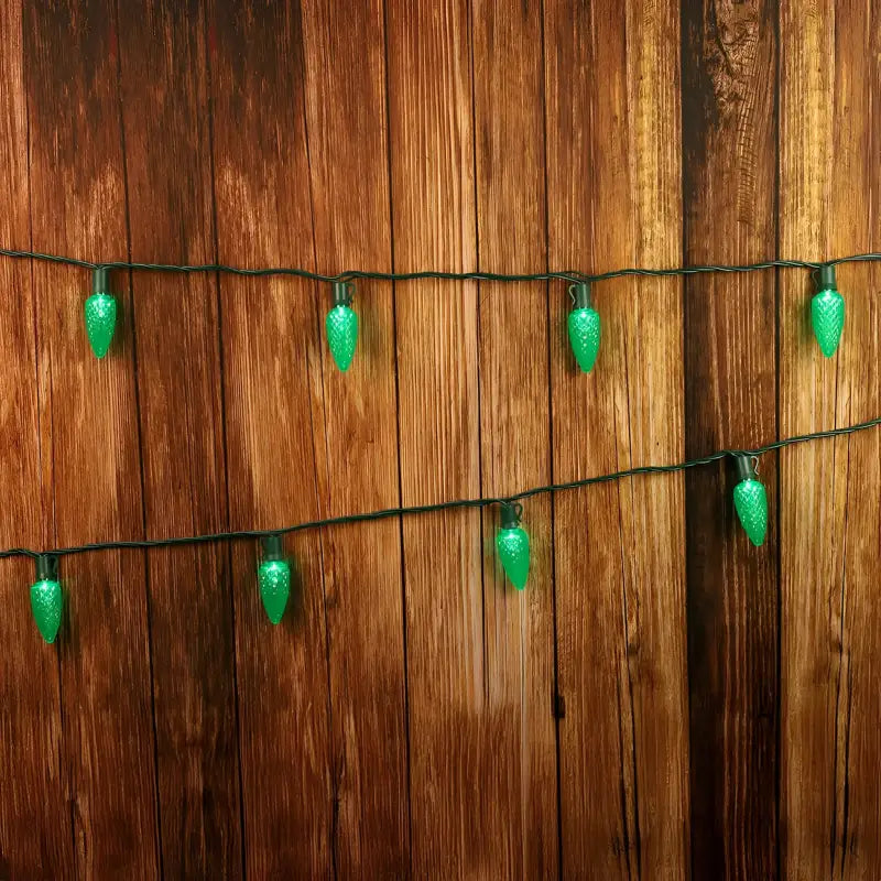 25 C9 Green LED Christmas Lights 8’’ Spacing Christmas Lights