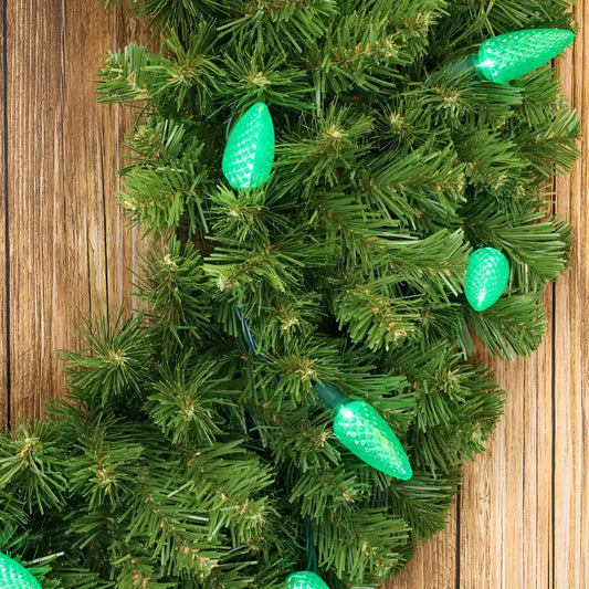 25 C9 Green LED Christmas Lights 8’’ Spacing Christmas Lights