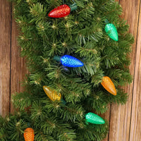 25 C9 Multicolor LED Christmas Lights, 8" Spacing, Green Wire [CLOSEOUT]