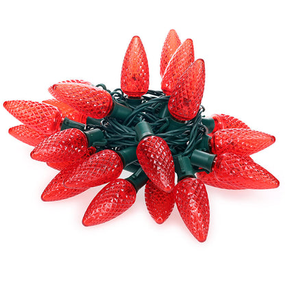 25 C9 Red LED Christmas Lights 8’’ Spacing - Christmas Lights