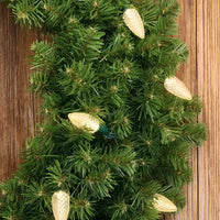 25 C9 Warm White LED Christmas Lights, 8" Spacing, Green Wire [CLOSEOUT]