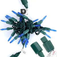 25 M5 Blue Commercial Co-Axial LED Christmas Lights, 4" Spacing, Green Wire [CLOSEOUT]