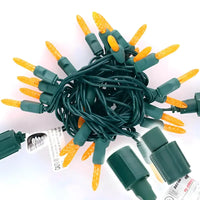 25 M5 Orange Commercial Co-Axial LED Christmas Lights, 4" Spacing, Green Wire [CLOSEOUT]