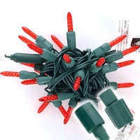 25 M5 Red Commercial Co-Axial LED Christmas Lights, 4" Spacing, Green Wire [CLOSEOUT]