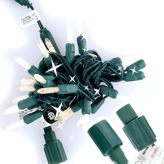 25 M5 Warm White Twinkle Commercial Co-Axial LED Christmas Lights 4’’ Spacing - Christmas Lights