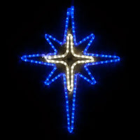 28" Blue and Cool White LED Bethlehem Star with Cross Center