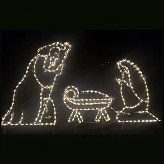 3 Piece Nativity Large with Warm White lights Wireframes Displays and Yard Art