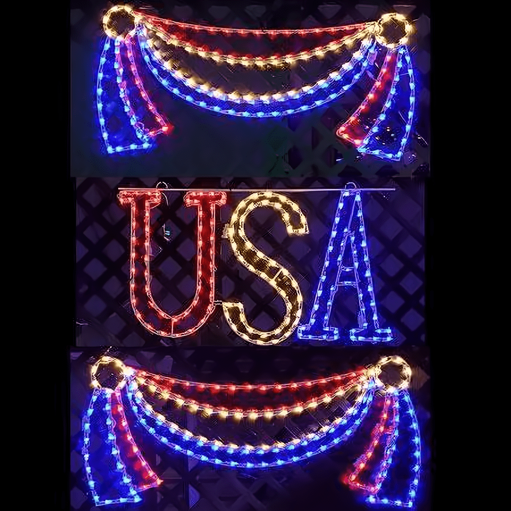 3 Piece U.S.A. with Banners - The Christmas Light Emporium