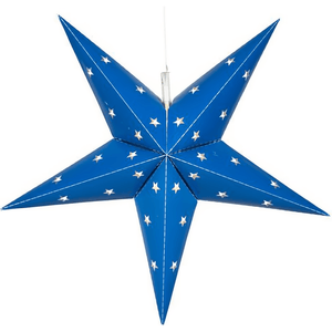 30" Fold Flat 5 Point Aurora Superstar LED Star, Outdoor Rated, Blue Christmas Decorations Wintergreen Corporation