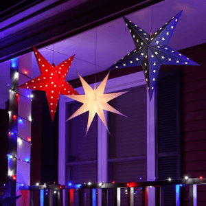 30" Fold Flat 5 Point Aurora Superstar LED Star, Outdoor Rated, Blue Christmas Decorations Wintergreen Corporation