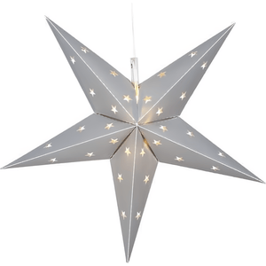 30" Fold Flat 5 Point Aurora Superstar LED Star, Outdoor Rated, Silver Christmas Decorations Wintergreen Corporation