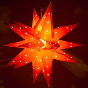 30" Fold Flat Aurora Superstar LED Moravian Star, Outdoor Rated, Red Christmas Decorations Wintergreen Corporation